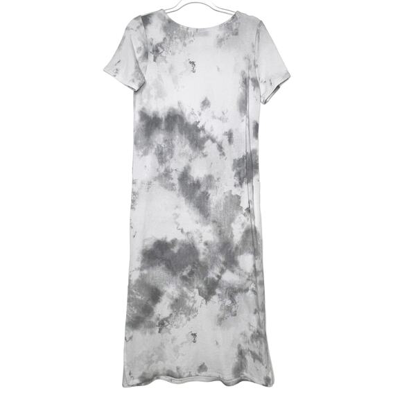 VICI Tie Dye T-Shirt Dress Crew Neck Short Sleeve Side-Slit White Black Sz Small - Picture 4 of 7